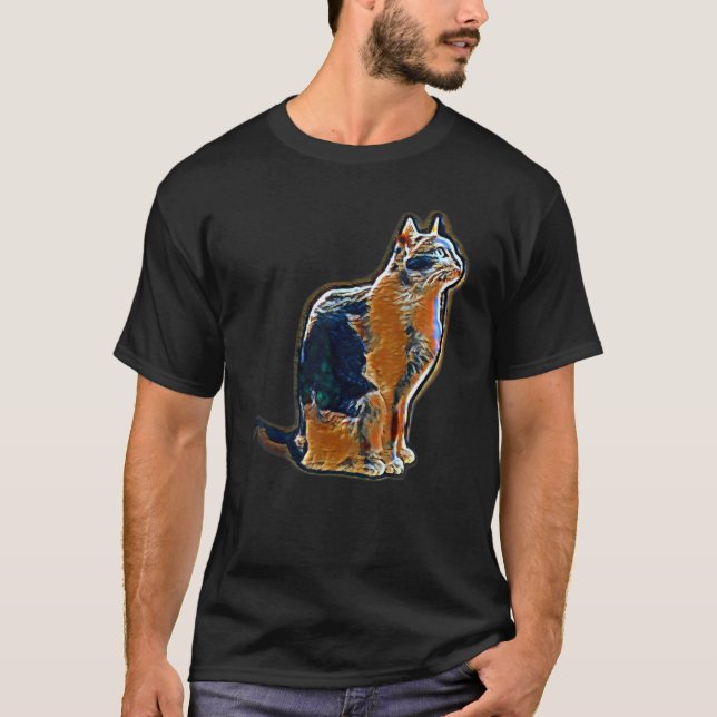 Digital abstrakt målning av en katt 13 t shirt (Framsida)
