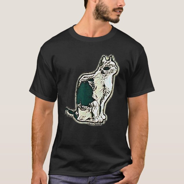 Digital abstrakt målning av en katt 16 t shirt (Framsida)