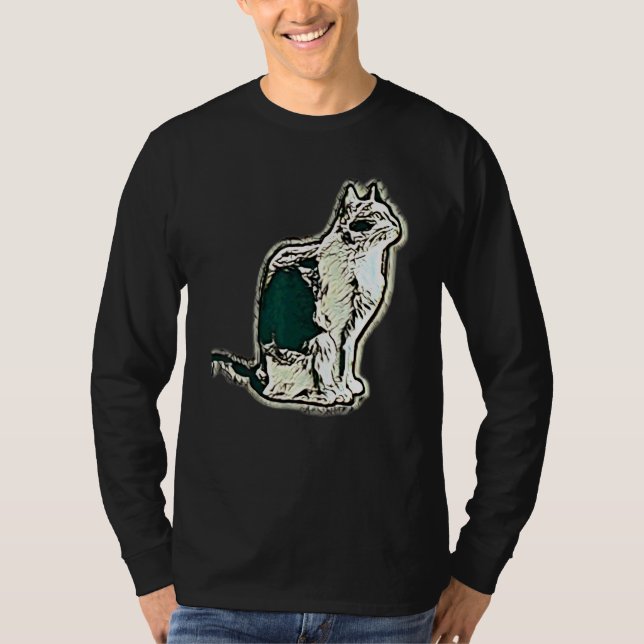 Digital abstrakt målning av en katt 16 t shirt (Framsida)