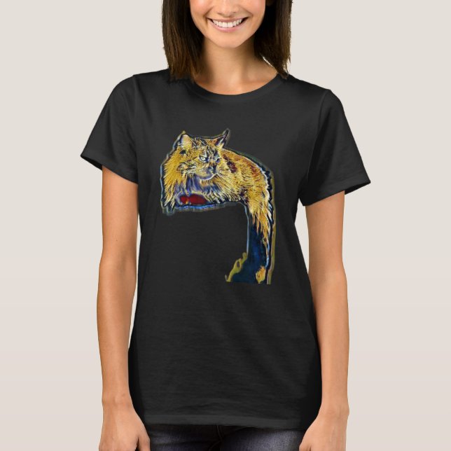 Digital abstrakt målning av en katt 18 t shirt (Framsida)