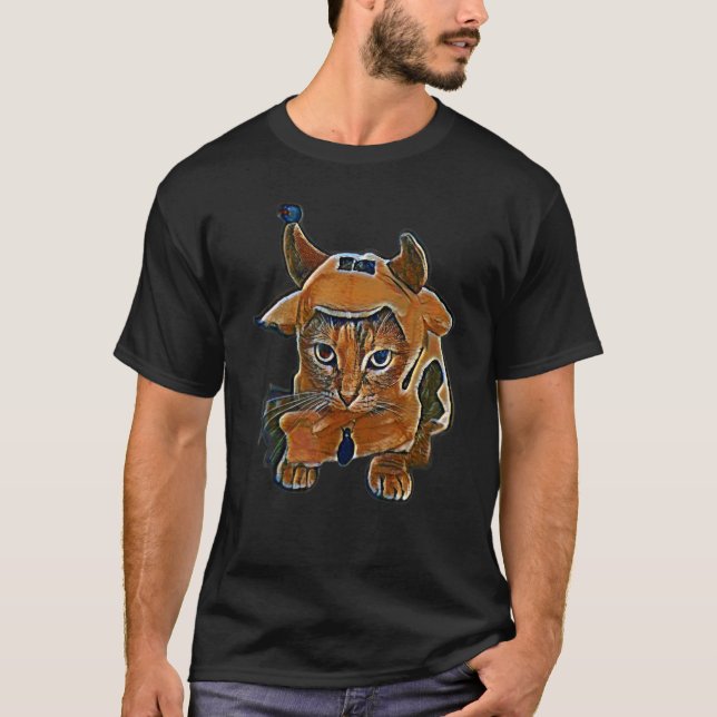 Digital abstrakt målning av en katt 18 t shirt (Framsida)