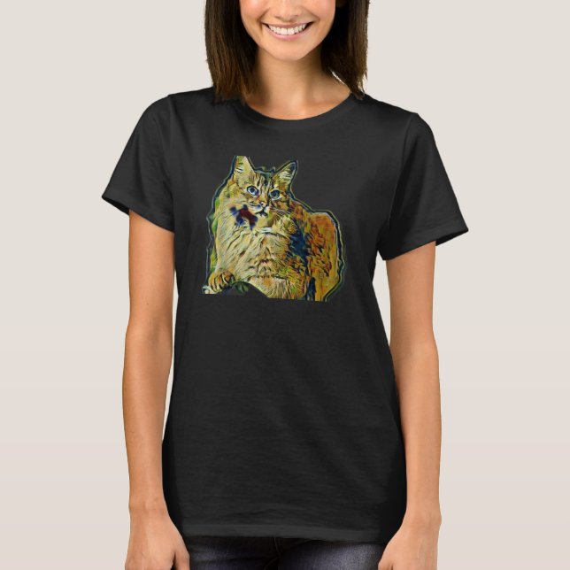 Digital abstrakt målning av en katt 25 t shirt (Framsida)