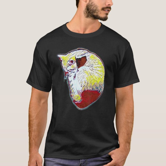 Digital abstrakt målning av en katt 29 t shirt (Framsida)