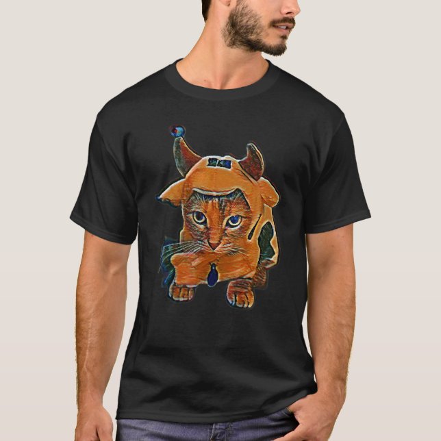 Digital abstrakt målning av en katt 29 t shirt (Framsida)