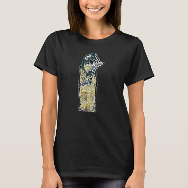 Digital abstrakt målning av en katt 2 t shirt (Framsida)