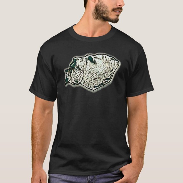 Digital abstrakt målning av en katt 2 t shirt (Framsida)