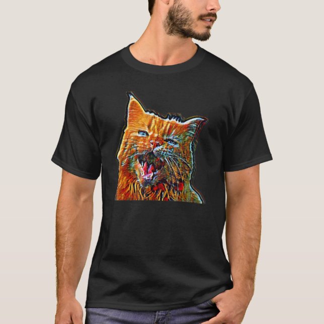 Digital abstrakt målning av en katt 2 t shirt (Framsida)