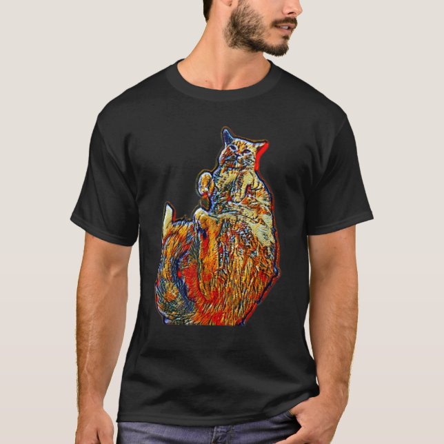 Digital abstrakt målning av en katt 31 t shirt (Framsida)