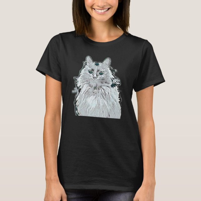 Digital abstrakt målning av en katt 32 t shirt (Framsida)
