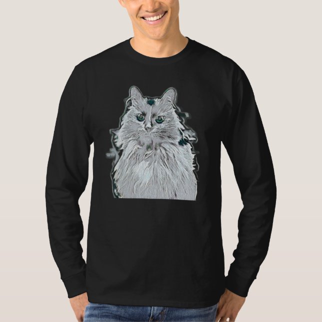 Digital abstrakt målning av en katt 32 t shirt (Framsida)