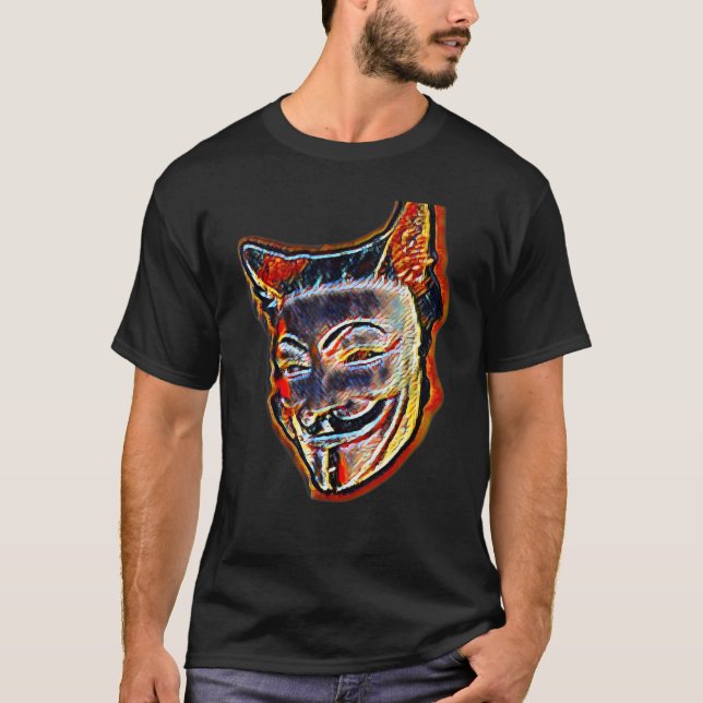 Digital abstrakt målning av en katt 34 t shirt (Framsida)