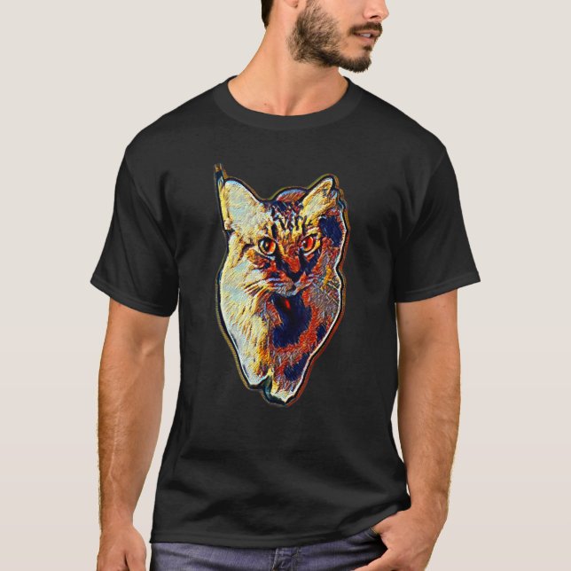 Digital abstrakt målning av en katt 35 t shirt (Framsida)