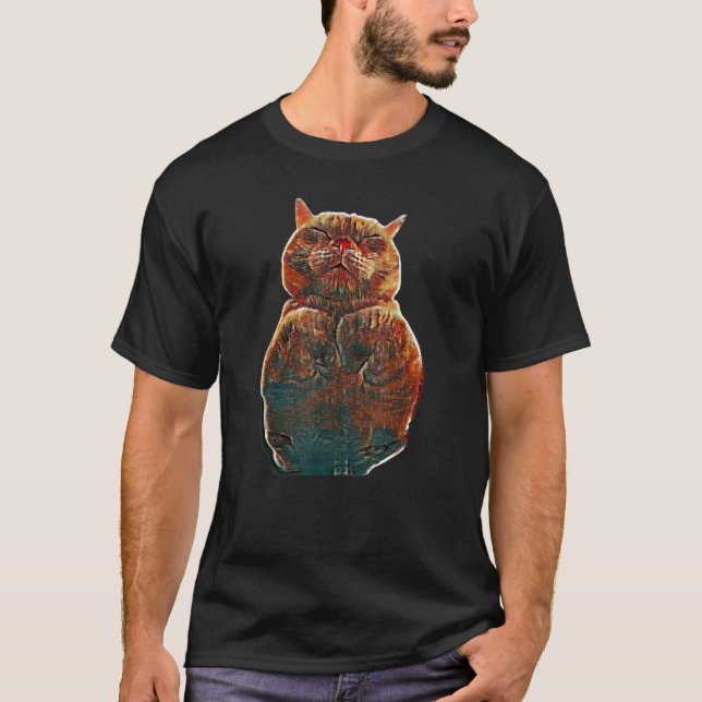 Digital abstrakt målning av en katt 38 t shirt (Framsida)