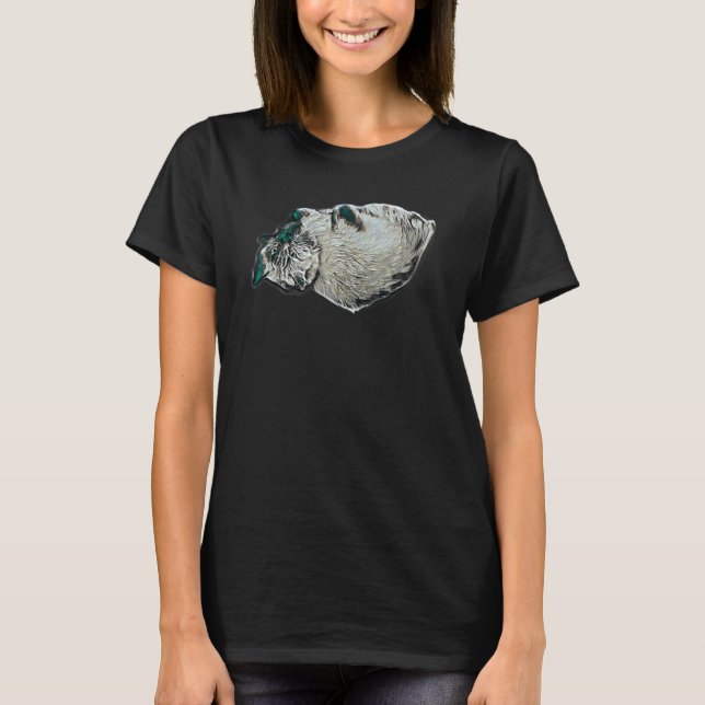 Digital abstrakt målning av en katt 45 t shirt (Framsida)