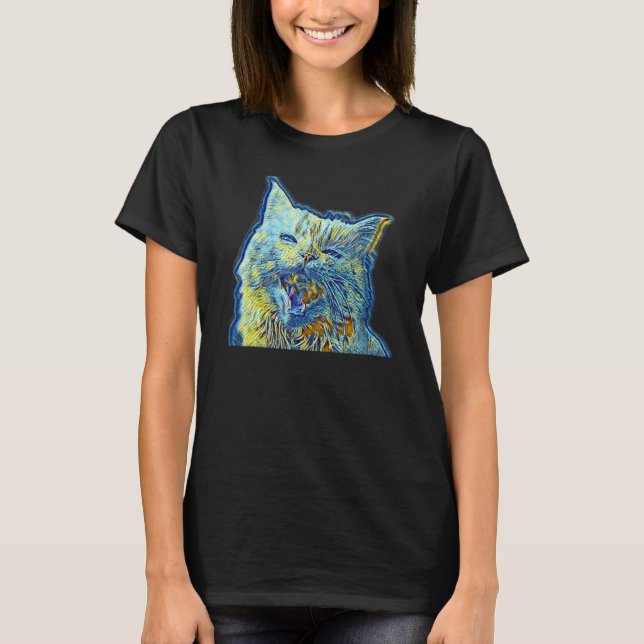 Digital abstrakt målning av en katt 49 t shirt (Framsida)