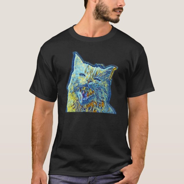Digital abstrakt målning av en katt 49 t shirt (Framsida)