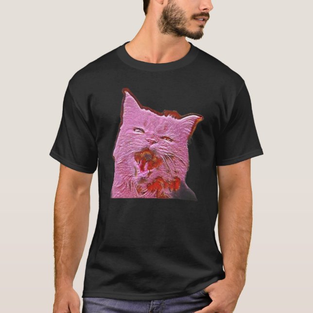 Digital abstrakt målning av en katt 4 t shirt (Framsida)