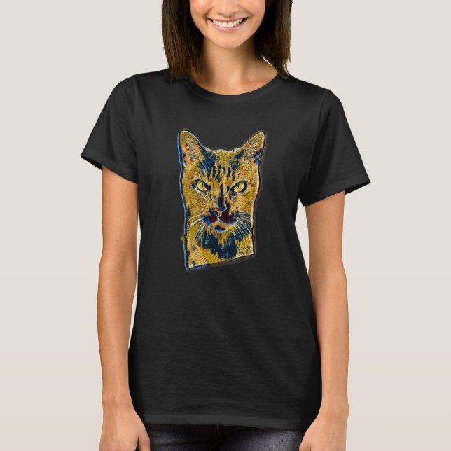 Digital abstrakt målning av en katt 53 t shirt (Framsida)