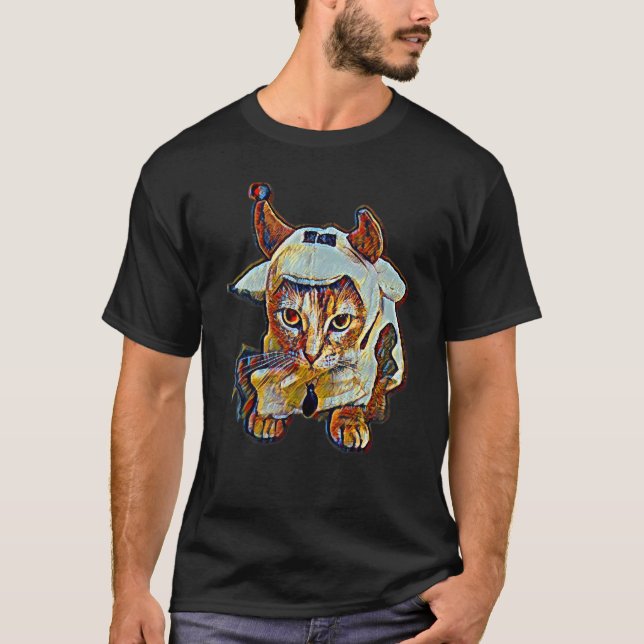 Digital abstrakt målning av en katt 54 t shirt (Framsida)