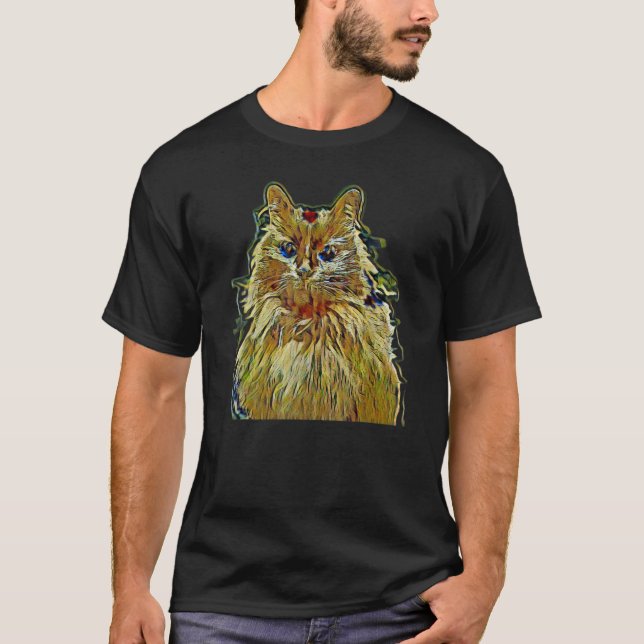 Digital abstrakt målning av en katt 56 t shirt (Framsida)