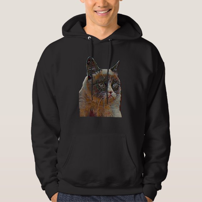 Digital abstrakt målning av en katt 57 hoodie (Framsida)