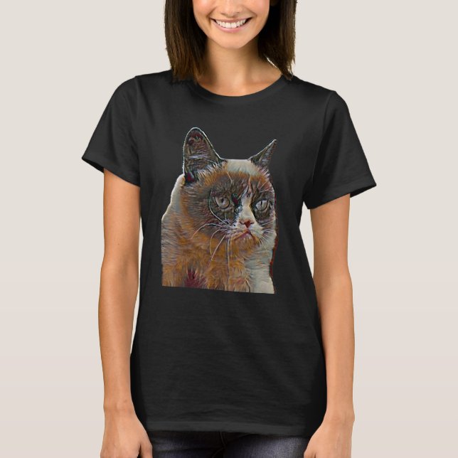 Digital abstrakt målning av en katt 57 t shirt (Framsida)