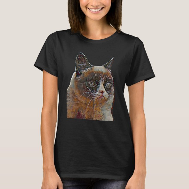 Digital abstrakt målning av en katt 57 t shirt (Framsida)