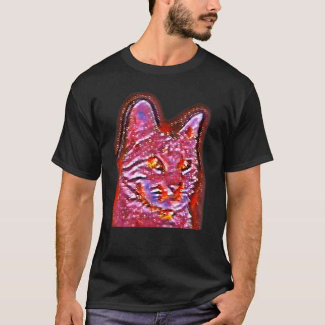 Digital abstrakt målning av en katt 59 t shirt (Framsida)