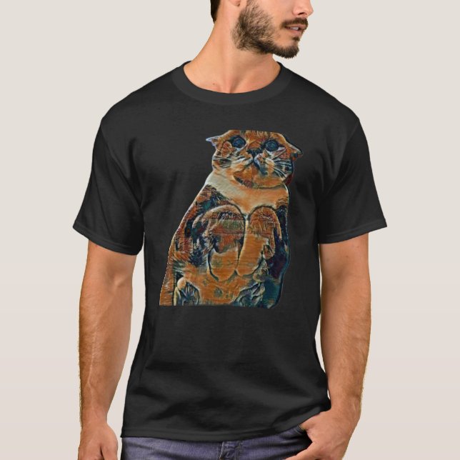 Digital abstrakt målning av en katt 74 t shirt (Framsida)