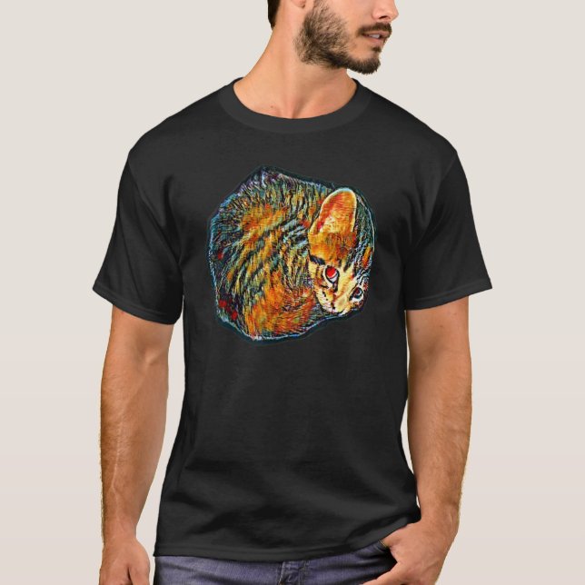 Digital abstrakt målning av en katt 76 t shirt (Framsida)