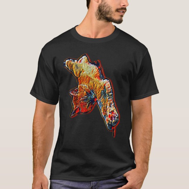 Digital abstrakt målning av en katt 79 t shirt (Framsida)