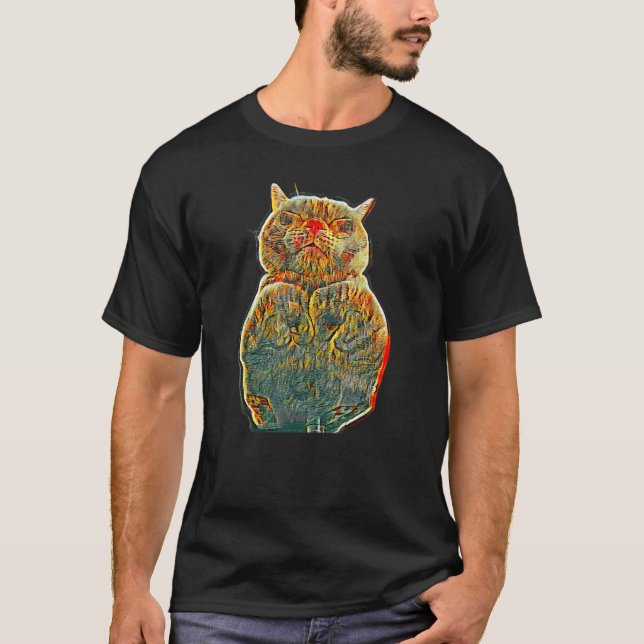 Digital abstrakt målning av en katt 7 t shirt (Framsida)