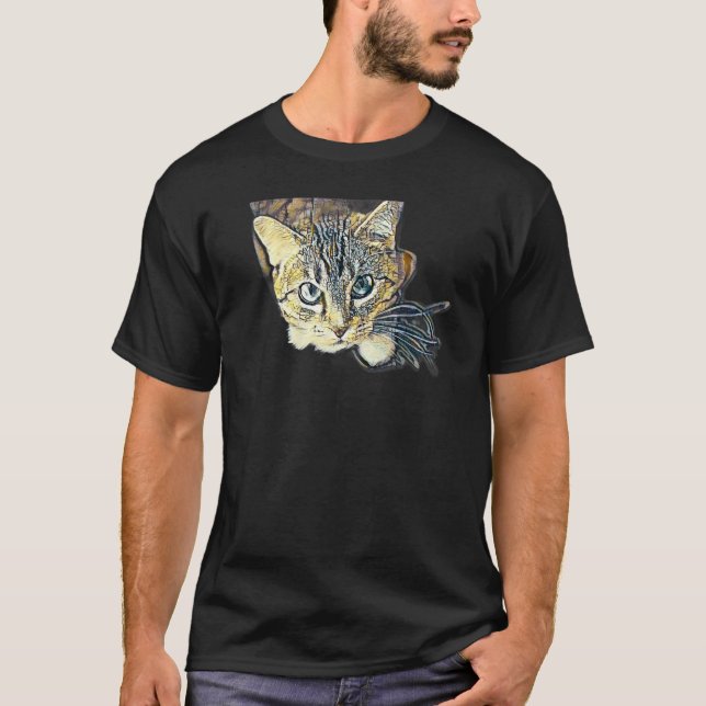 Digital abstrakt målning av en katt 8 t shirt (Framsida)