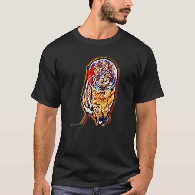 Digital abstrakt målning av en katt 9 t shirt (Framsida)