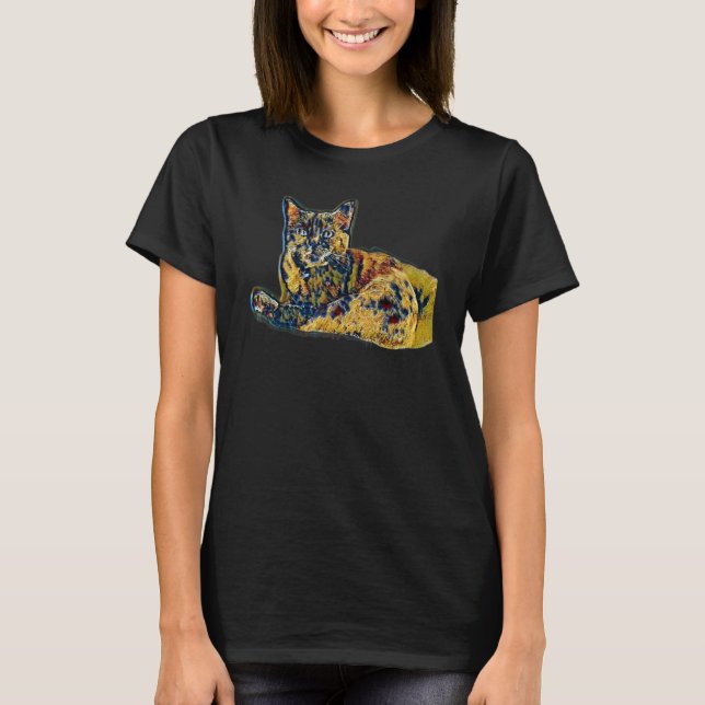 Digital abstrakt målning av en katt 9 t shirt (Framsida)