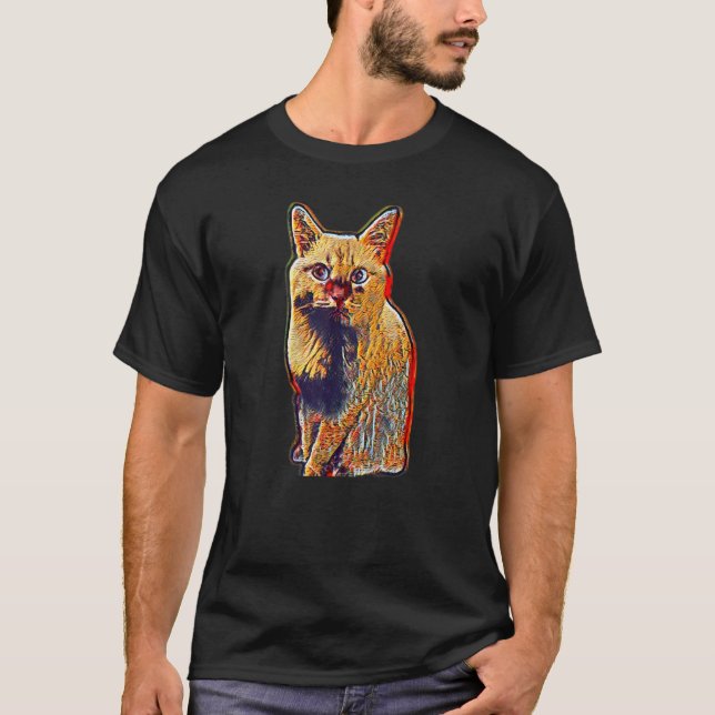 Digital abstrakt målning av en katt t shirt (Framsida)