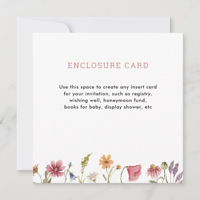 Digital akvarell trädgård vildblomma kvadrat inbjudningar (Framsida)