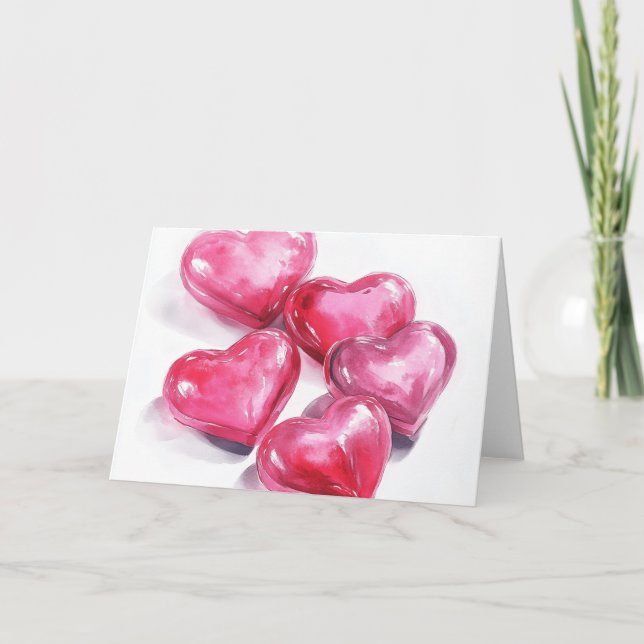Digital akvarellkonst med rosa hjärtan meddelande (Framsida)