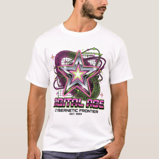 Digital ålder Acid Neon Rosa & Grön Vektorgrafik T Shirt