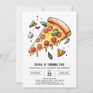 Digital Anpassningsbar Pizza Birthday Inbjudningar