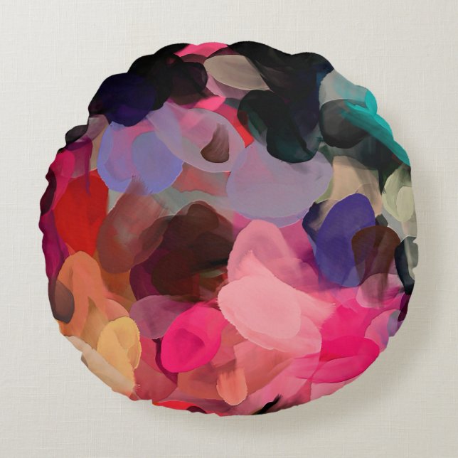 Digital Art abstrakt mönster. Hand teckning modern Rund Kudde (Framsidan)