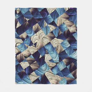 Digital Art Blue-Abstrakt-fyrkanter Fleecefilt