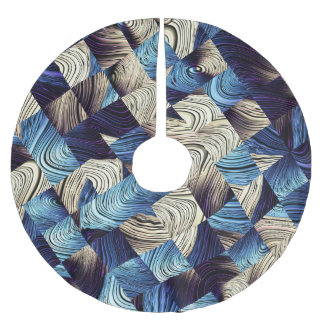 Digital Art Blue-Abstrakt-fyrkanter Julgransmatta Borstad Polyester