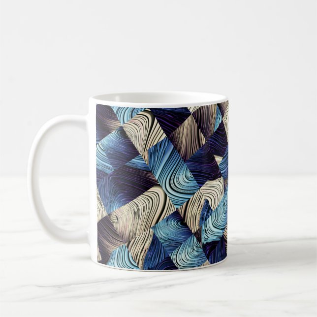 Digital Art Blue-Abstrakt-fyrkanter Kaffemugg (Vänster)