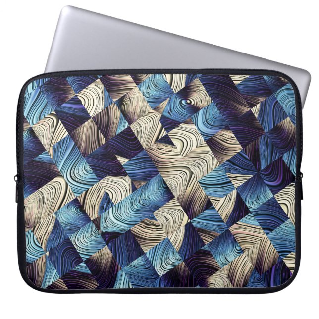 Digital Art Blue-Abstrakt-fyrkanter Laptop Fodral (Framsidan)
