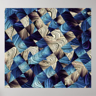 Digital Art Blue-Abstrakt-fyrkanter Poster
