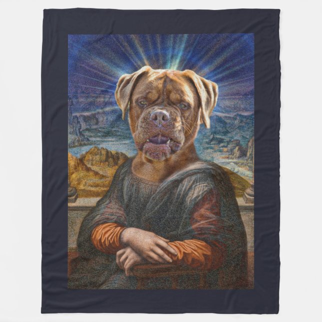 Digital ART - BULLDOG MONA LISA Fleecefilt (Framsidan)