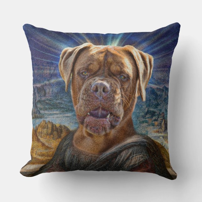 Digital ART - BULLDOG MONA LISA Kudde (Framsida)