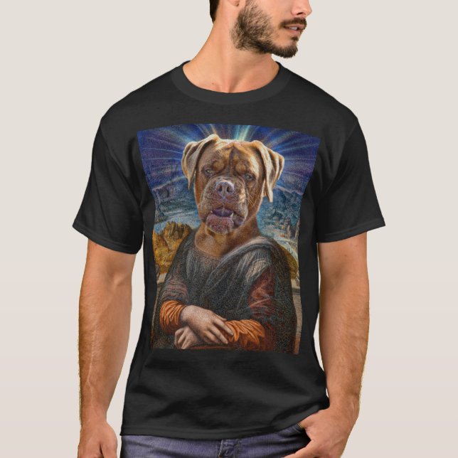 Digital ART - BULLDOG MONA LISA T-shirt (Framsida)