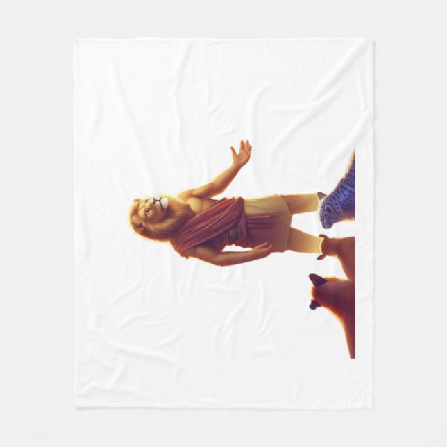 🦁 Digital Art Character Design - Kung Lejon. Fleecefilt (Framsidan)